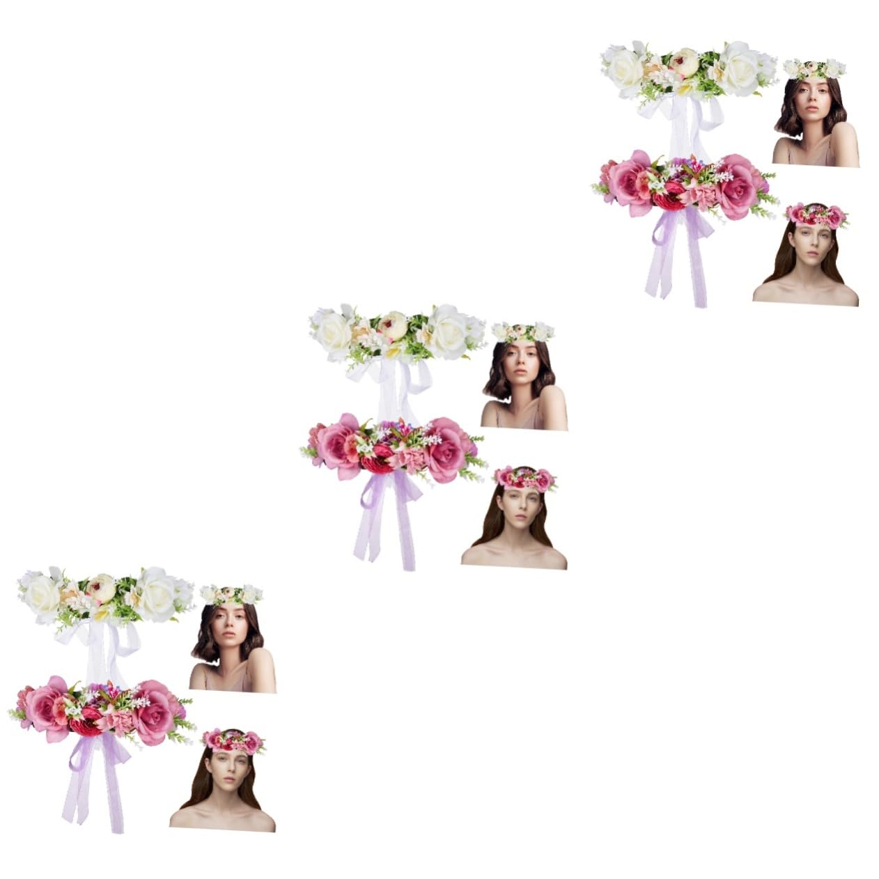 CALLARON 6piezas Diadema De Flores Artesanal Para Boda Tocado Mano Accesorio Floral De