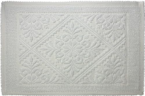 Tappeto Sardo Stuoia Passatoia tappeto bagno 100% Cotone Made In Italy prodotto in sardegna (Bianco, 50x80)