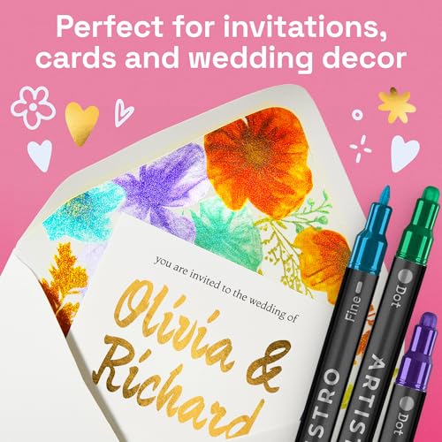 Image of ARTISTRO 36 Metallic Acrylic Paint Markers for Rock, Fabric, Wood, Glass, Eggs - Dual-Tip Paint Pens for Coloring Books for Adults, Teens - Art & Craft Supplies - Gift Idea - Easter Basket Stuffers