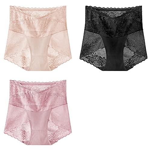 Culottes hipster sexy en dentelle WENJUN taille haute en lot de 3 XL