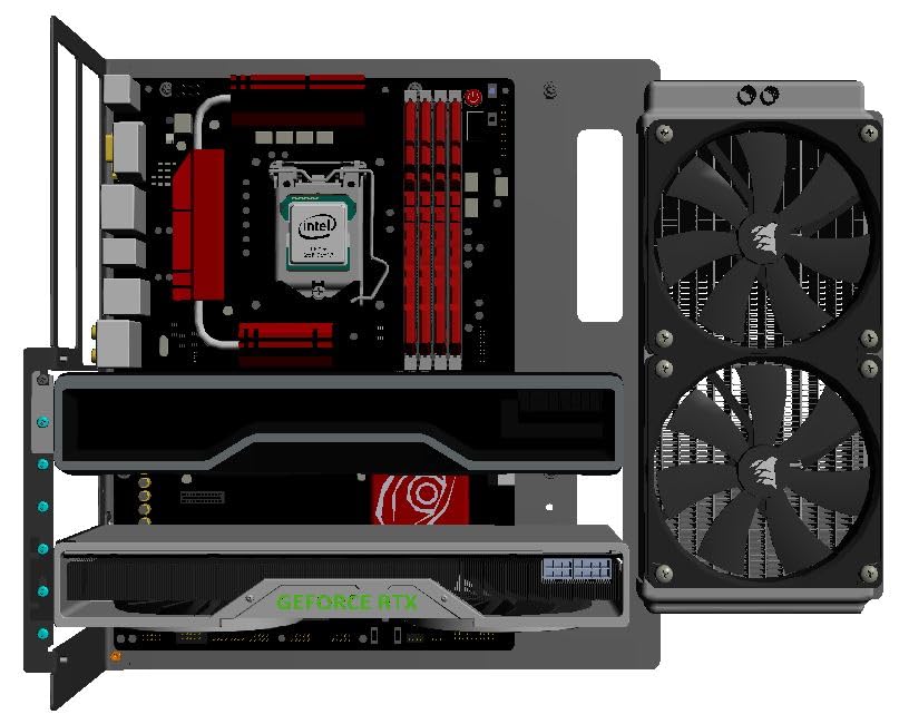 Boîtier PC P-CASE 5 ATX RAW en acier brut pour configuration watercooling AIO 240