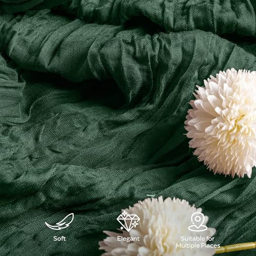 Chemin de table étamine vert émeraude 3m déco table bohème chic lot de 6 - 4