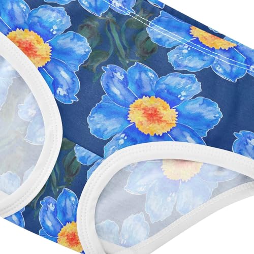 Joisal Toddler Girls Underwear 2t Cotton Little Girl Panties Fancy Briefs Undies Kids Blue Watercolor Flowers4