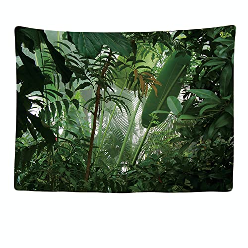 Ulticool, Decorative Wall Tapestry Bedroom, Tropical Forest Nature Eco Green Plants, 200 x 150 cm Large, Fabric Wallpaper