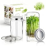 Elitrivox Sprouting Jar Kit, 2 Pack Wide Mouth Quart Mason Jars | Broccoli, Microgreens, Alfalfa Sprout Jar | Perfect for Home Gardeners, Health Enthusiasts & Vegan Diets