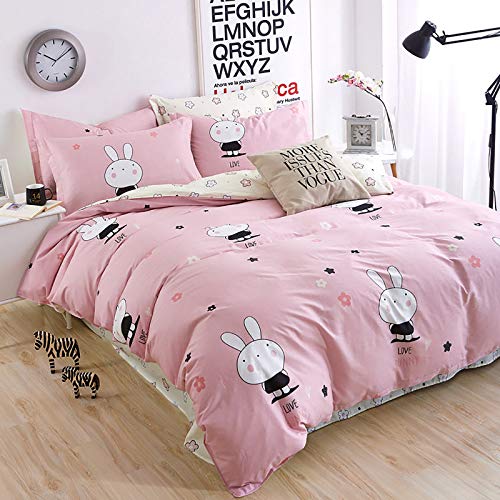WCPQT Reversible Soft Comfortable Breathable Duvet Cover Set,with Pillowcases Bed Sheet,Fluffy Zipper Durable Duvet Cover-P King 4pcs 220x240