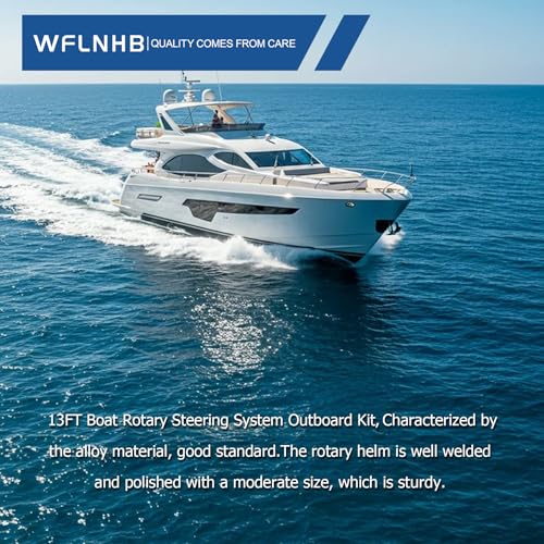 WFLNHB 13FT Boat Rotary Steering System Outboard Kit SS13714 Marine with 12.4 Inch Wheel