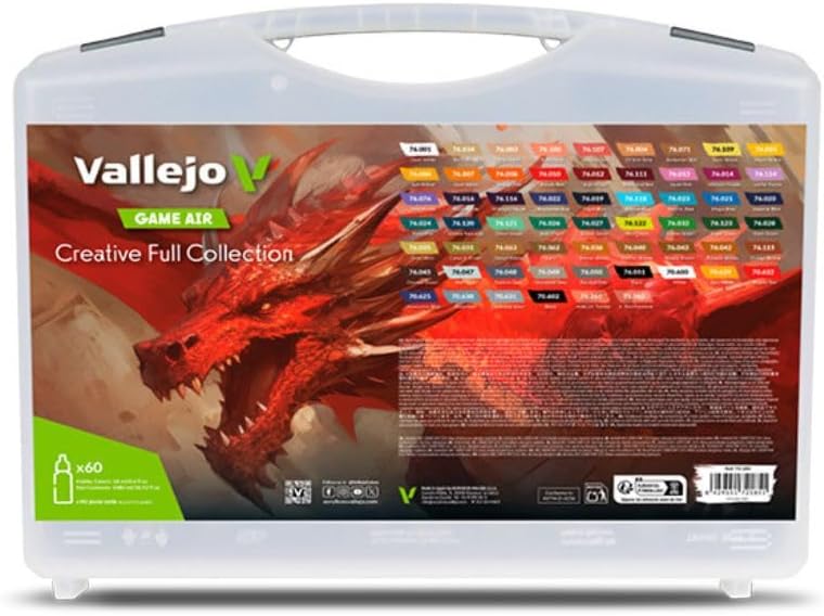 Vallejo - Creative Full Collection | Game Air | Complete Acrylic Paint Set for Airbrush - Perfect for Fantasy, Wargames & Sci-Fi Modeling | 60 Bottles x 18 ml (0.60 fl.oz.)