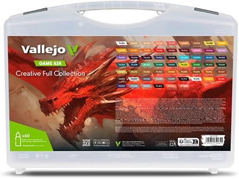 Vallejo - Creative Full Collection | Game Air | Complete Acrylic Paint Set for Airbrush - Perfect for Fantasy, Wargames & Sci-Fi Modeling | 60 Bottles x 18 ml 0.60 fl.oz.