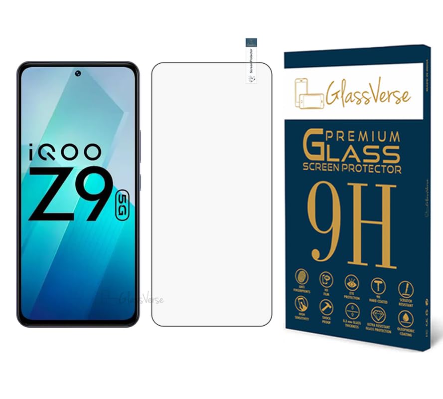 GlassVerse 9H Tempered Glass For Iqoo Z9 5G Cellphone(Pack of 1) Full Screen Protector With Free Installation Kit Full Screen Coverage-6.67 Inch