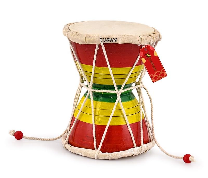 Image of UAPAN Damru Indian Musical Instrument /Pooja Articles /Home Decor & Kids Toys(5 inch)