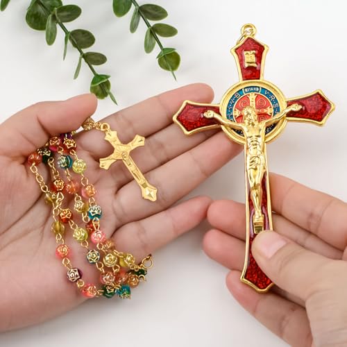 WANDIC 1 Piece 4.6in Crucifix Cross 1 Piece Cross Necklace - Image 4