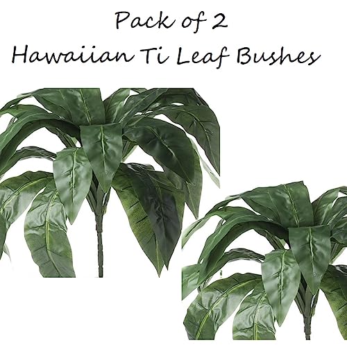 Factory Direct Craft Pack of 2 Artificial Hawaiian Ti Leaf Bushes - Tropical Greenery Plant for Home Decor, Flower Arrangements and Floral Designs (28