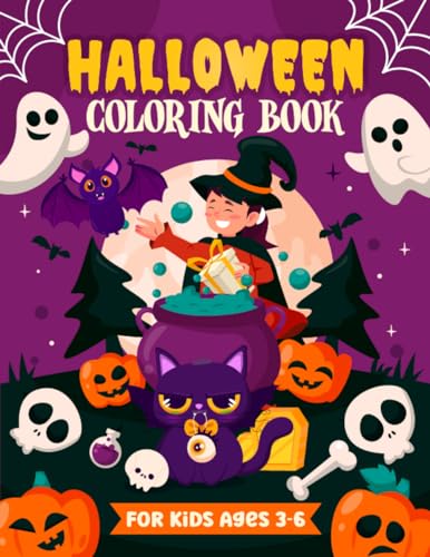 Halloween Coloring Book For Kids Ages 3-6 (Suitable for 2 years old): 50+ Halloween Themed Coloring Pages | Features Dancing Skeletons, Playful ... & Kitties, Piratey-Teddy Bears, and more!