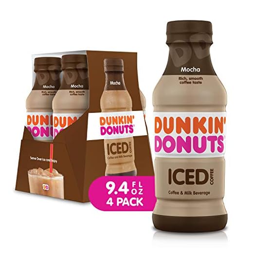 Dunkin Donuts Iced Coffee Beverage, Mocha, 9.4 Fluid Ounce (Pack of 4)