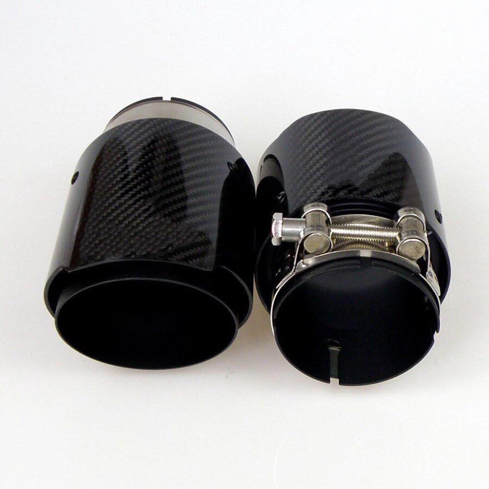 Marmitta per BMW E46 Tubo Nero Opaco Tubo Marmitta per Tubo di Scarico Automobile Universale in Acciaio Inossidabile in Fibra Carbonio Tubo Scarico (Misurare : 54-76MM)