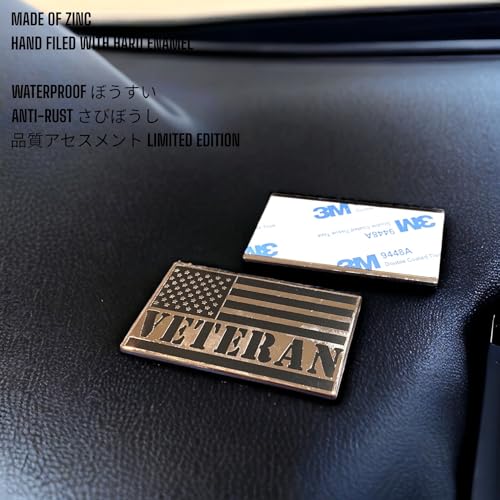 Image of Veteran Car Emblem, Veteran Flag Emblem, Veteran Meatal Sticker 3D Raised Metal Car Decals Exterior Truck Stickers Chrome Fender Badge with 3M Strong Adhesive (REDBLUE)