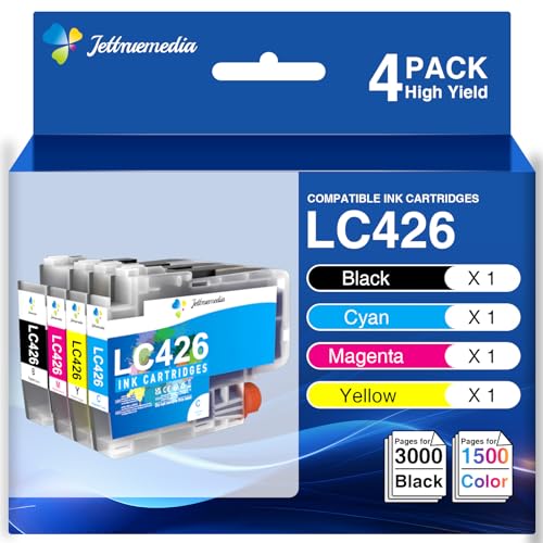 Hehua LC426XL Cartridges Multipack Compatibel voor Brother LC426XL Printer Cartridges LC426 voor Brother MFC-J4340DW MFC-J4335DW MFC-J4540DW MFC-J4340DWE EcoPro Printer (Zwart,Cyaan,Magenta,Geel