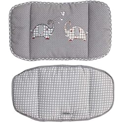 Tronas Roba roba Cojín para Trona para Todos los Modelos Sit Up - Diseño Jumbotwins - 2 Piezas - Reductor de Asiento Suave - Estampado de Elefante - Cuadros Vichy Gris