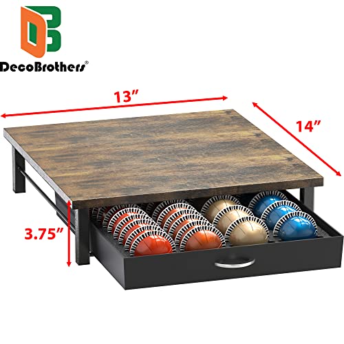 Image of Deco Brothers Vertuo Pod Holder Drawer, Fits 24 Large or 48 Small Capsules | Compatible with Nespresso Pods, Rustic Brown