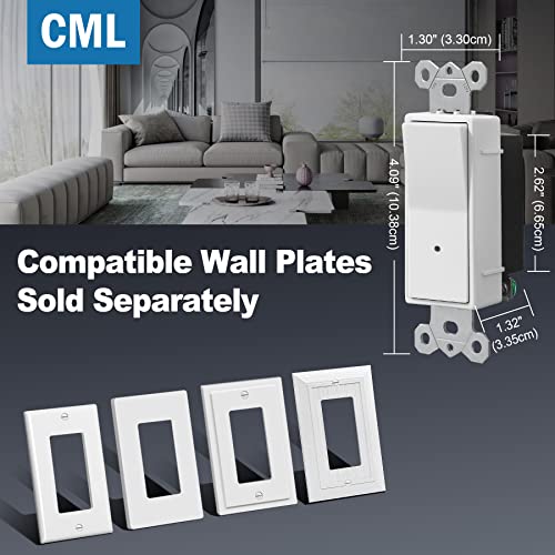 [10 Pack] Cml Illuminated Night Light Switch, Single Pole Decor Paddle Rocker Wall Switch, Dusk To Dawn Automatic On/Off Light Sensor, 15 Amp 120V Grounding Wire, White #TOP7