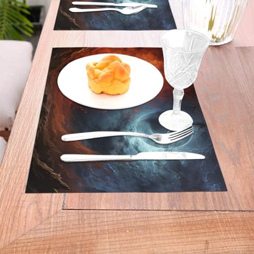 Set de table galaxie colorée en tissage premium thermorésistant x4