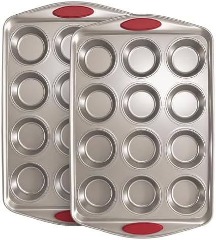 Muffin Cupcake Pans 12-Cup, 2 Packs Nonstick Standard Muffin Tins with Silicone Grip Handles for Baking, Heavy Duty 12 Cheesecake Pan Cup Cake Pans, Non Stick, BPA Free, Dishwasher Safe - Thumbnail 3