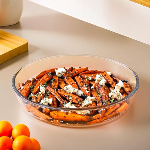 Image of UMAI Borosilicate Glass Baking Tray-Oval Shape | Transparent Microwave Oven Safe Utensils | Rectangular Bread Moulds for Baking | Dishwasher Safe | Multipurpose use Serving Tray (Amber, 1.6L)