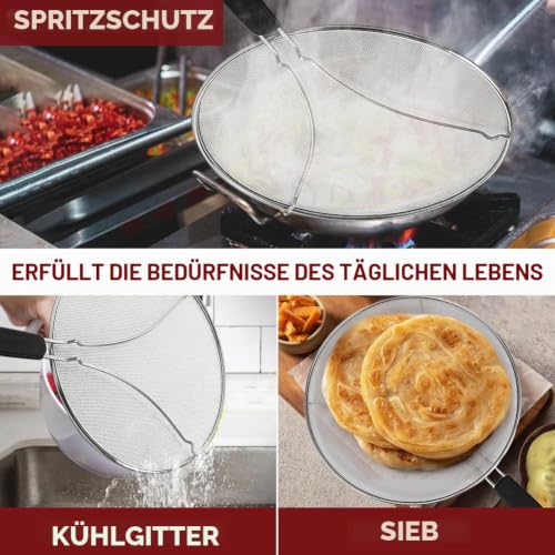 Apidgrowth Edelstahl-Spritzschutz für Pfannen(pure grey-33cm) – Ansicht 6