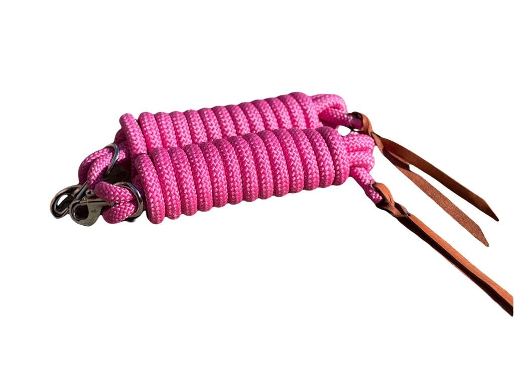 Equipride 14' Pack of 2 Poly Training Lead Rope with Leather Popper for Horses, 14 Foot Long and 5/8 inch Thick