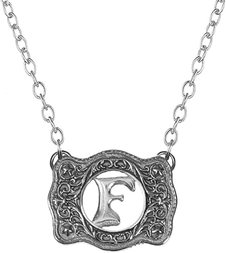 Belt Buckle Necklace Western Style Initial Letter Pendant Necklace, Decorative Belt Buckle Frame Design