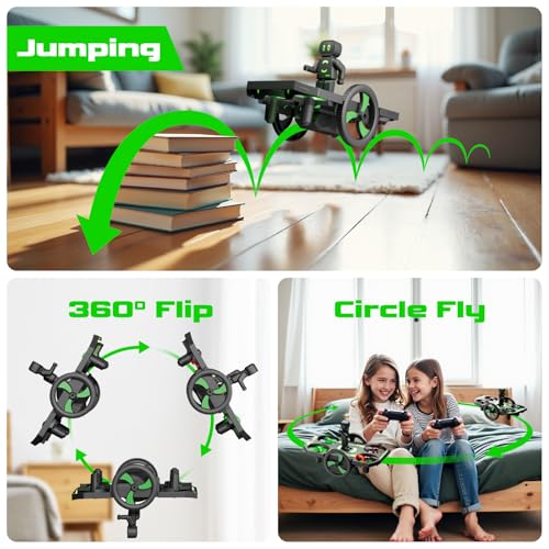 Drones for Kids 8-12 Mini Small Nano Indoor RC Quadcopter Toy for Age 10-15 12-14 Boys, 2 in 1 Remote Control Jumping Flying Car with Race on Land Mode,Circle Fly,360 Flip,Altitude Hold,2 Batteries - Image 4