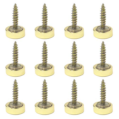 FUJIE 12 Set Tornillos de Espejo Embellecedor Tornillo Cubiertas de Tornillo Decorativas Clavos de Espejo (14mm, Latón)
