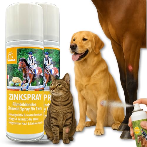 EMMA Zinco Spray Cavallo I Unguento Spray Zinco I Ossido di Zinco Spray per la Protezione delle ferite Cane Gatto I Kit di Pronto Soccorso Cane I Zinco Spray Impermeabile e Traspirante 2 * 200ml