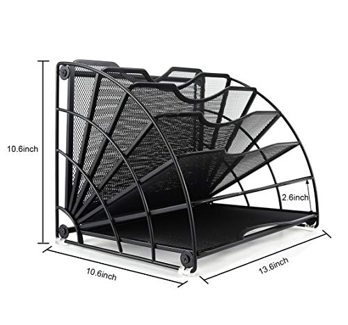 Pag Fan-Shaped Desk File Organizer Mail Letter Sorter Paper Holder Magazine Rack For Office Home School, Black #TOP3