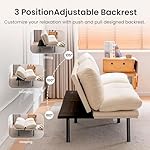 Convertible Futon Sofa Bed, 71" Comfy Loveseat Sleeper Sofa, 7" Thicken Cushion, Comfy Velvet Twin Size Futon Couch Bed for Small Space Bedroom Dorm Office - Image 4