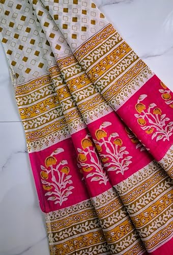 Image of VEENA HANDICRAFT Pure Cotton Jaipuri Sanganeri Print Salwar Suit With Dupatta set