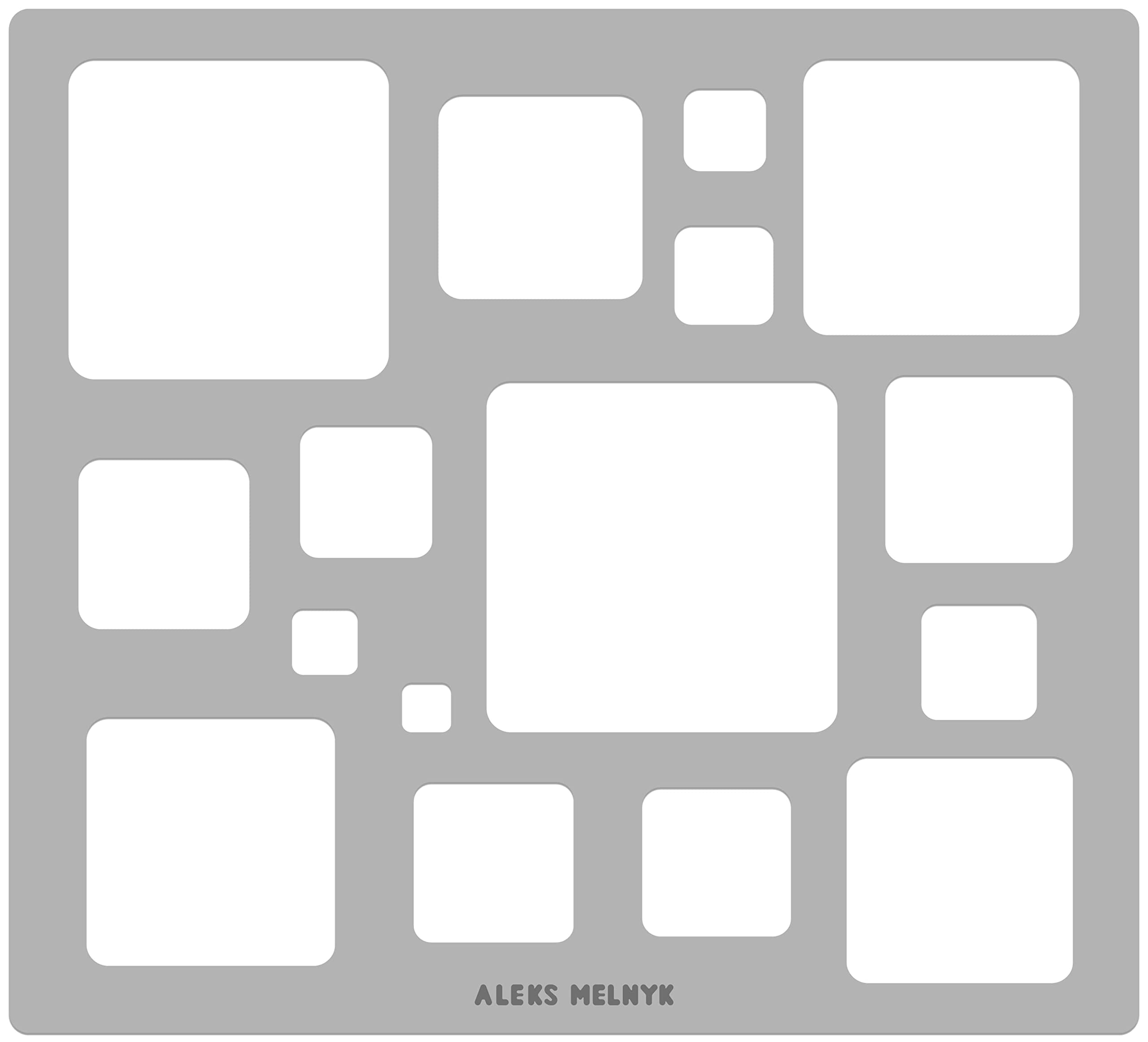 Aleks Melnyk No.209 Metal Squares Template, Stencil, Squares Master, Art Tool, Isometric Drawing Template, Lapidary, Cabochons, Geometric Ruler, Jewelry Templates