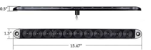 Miniatura 3 de Lente de Humo Rojo 11 LED Luz Trasera de Freno para Remolque, 2 Paquetes de 40,6 cm, Señal de Giro, Luces Traseras de Freno Impermeables, Luz Roja