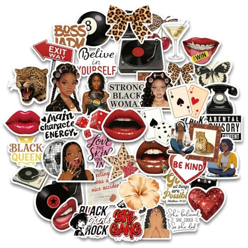 Eclazul Black Girl Y2k Stickers - 100 Pcs Aesthetic 2000s Retro Birthday Party Gifts Favors for Adults Women, Downtown Girl Cheetah Print Vision Board Supplies for Kindle Case Book Laptop Journaling