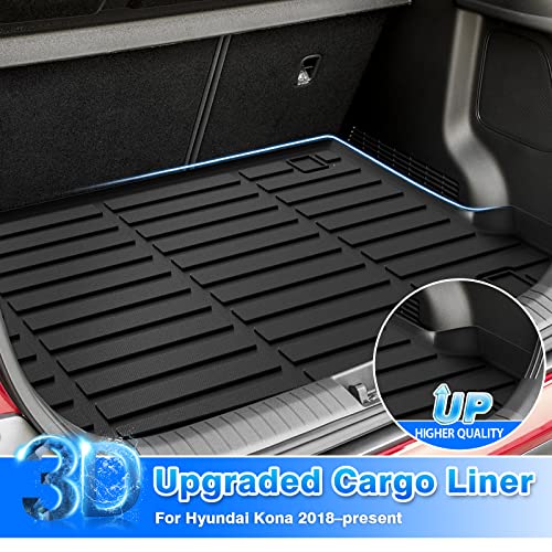 Cartist Cargo Liner Compatible With Hyundai Kona 2018-2023 All Weather Anti-Slip Rear Trunk Mat Tpe Waterproof #TOP1