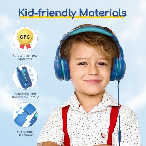 Image of EarFun K1 Kids Headphones Wired with Mic, Volume Limit Headphones for Kids