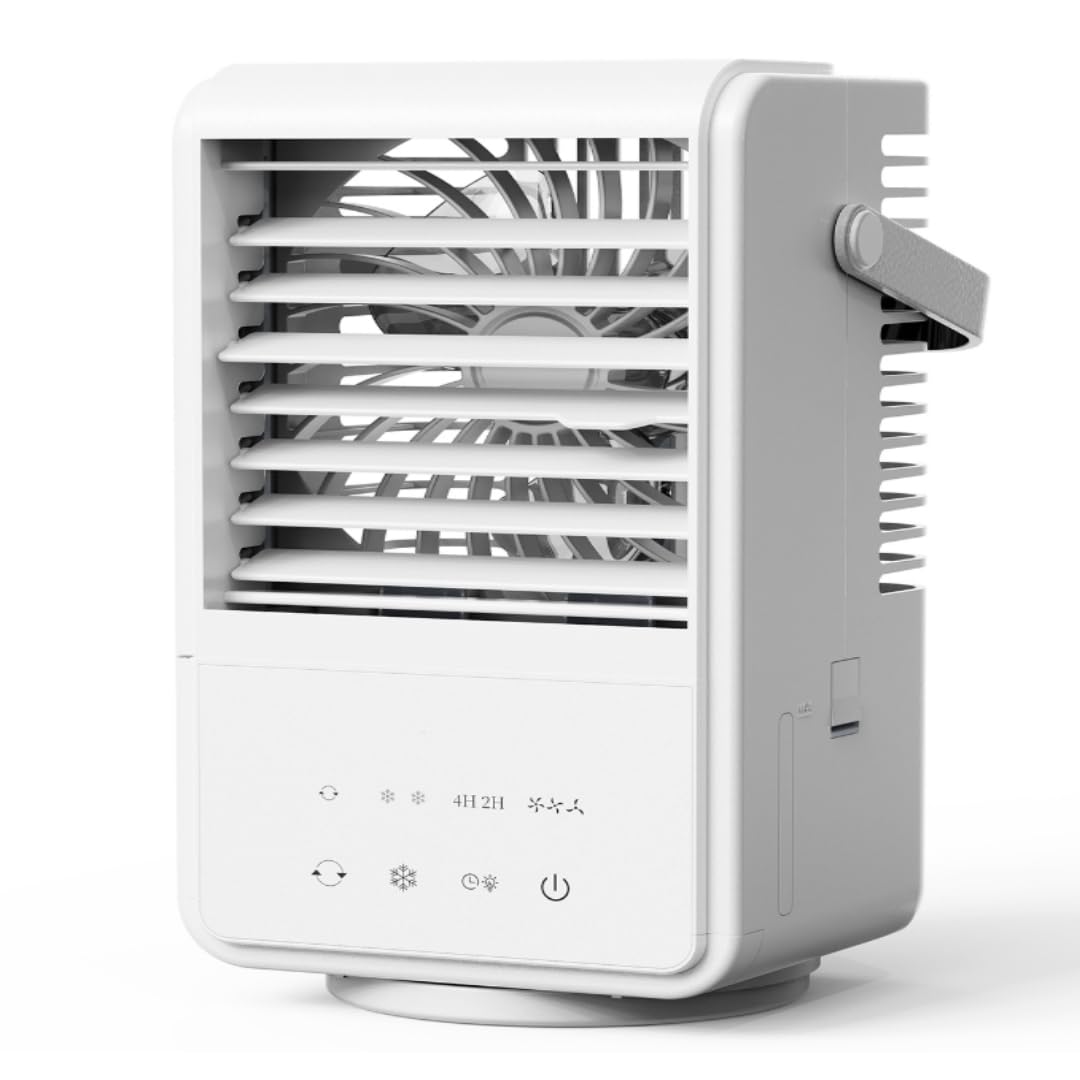 Climatiseur Mobile 1000ML,Rafraîchisseur d'Air avec Brumisation [Faible Conso] - Ventilation 3 Vitesses, Oscillation 90°, Minuterie 2/4H, RGB & Type-C - Réservoir 1L Silencieux pour Maison/Bureau
