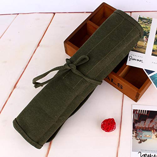 Image of KUIDAMOS 22 Slots Paint Brush Storage Bag, Foldable Artist Paint Brush Roll Up Canvas Pouch Case with 2 Layers for Home Long Handle Paintbrush Storage Easel Traveling