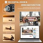 Video Camera Camcorder, QHD 2.7K Camcorder 50MP 16X Digital Video Camera for YouTube, 2.8'' 270 Degree Rotation Screen Video Recorder Vlogging Camera with 32GB Card and Two Batteries - Image 3