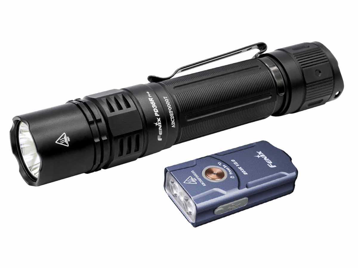 Fenix Black Pd36r Pro Torch With E03r V2.0 Blue, Seasonal Edition Gift Set | 2800 Lumens | 380M | 42 Hrs Max | Dual Tail Switches | Battery Powered | Instant Strobe | Ip68