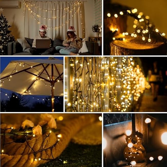 String Solar Lights Outdoor Waterproof - 200 LED Extra-Long 82ft Solar Lights Outdoor String - Solar Powered Strings Light Waterproof for Tree Patio Garden Party Decorations Warm White