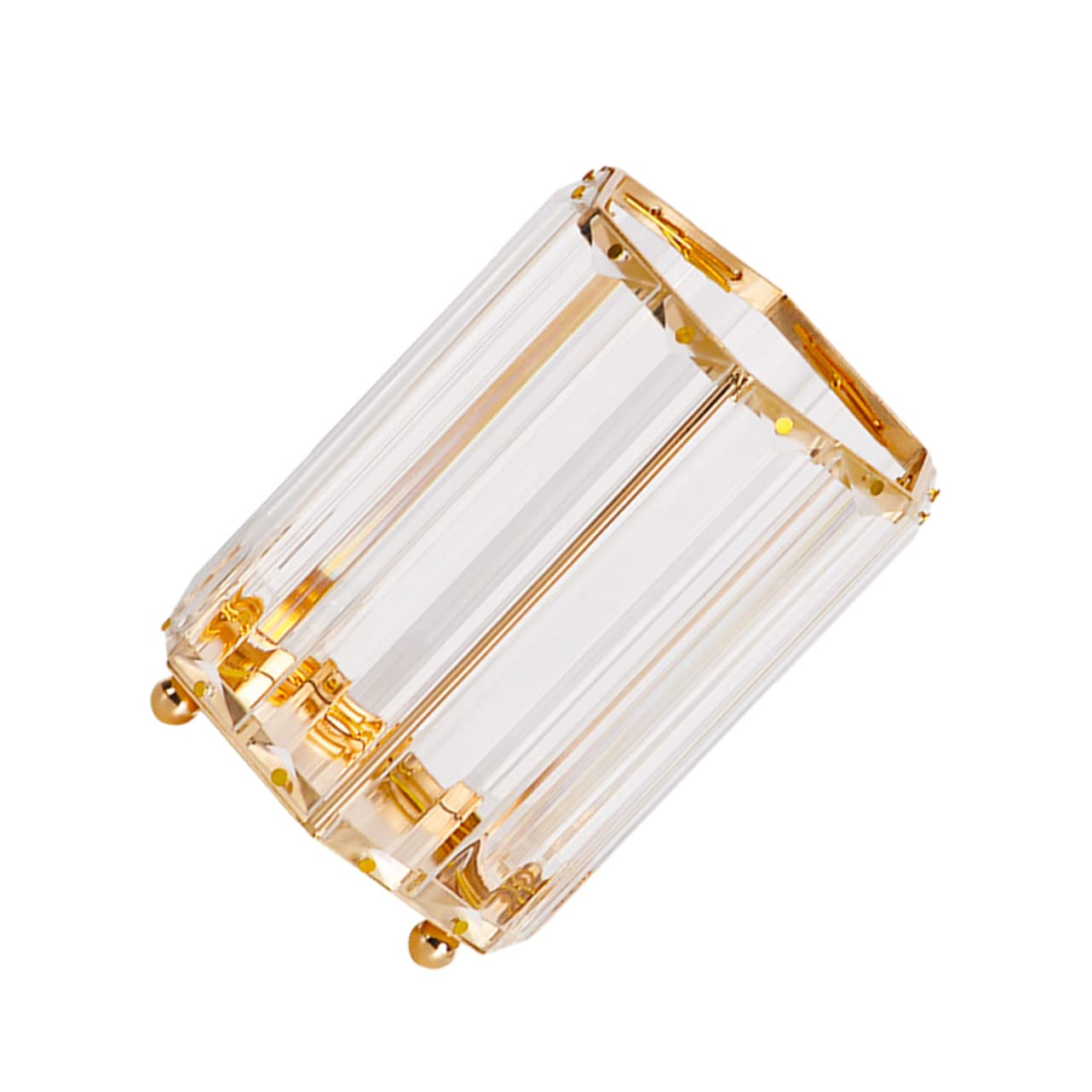 NUOBESTY Organizador de Lápices Hexagonal Transparente Dorado, Portalápices Resistente al Desgaste y Arañazos para Uso en Hogar y Oficina