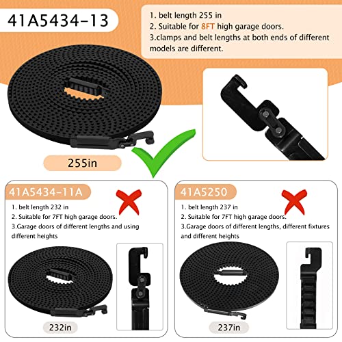 Image of Vanesa41A5434-13 Garage Door Belt 255 inch, Drive Belt for 8FT High Garage Door | 041A5434-13A Replacement Belt Compatible with liftmaster /Chamberlain /sentex Belt Models 3280, 2280, 2280R ,2500, 2580, 3580