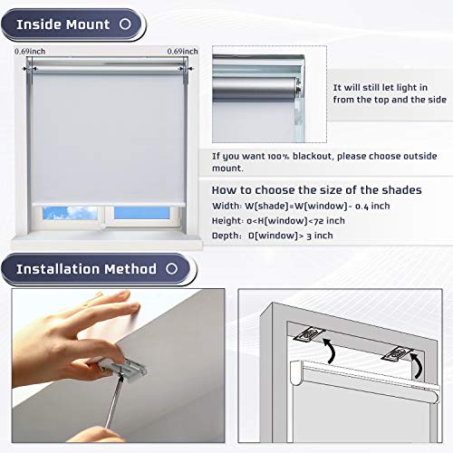 Blackout Window Shades Cordless Window Blinds With Spring Lifting System For Home & Office, 23 X 72 Inch, White #TOP4